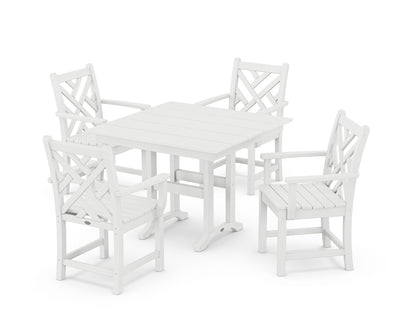POLYWOOD® Chippendale 5-Piece Farmhouse Dining Set in White