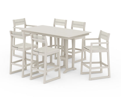 POLYWOOD® EDGE Sling 7-Piece Farmhouse Bar Set in Sand / Parchment Sling