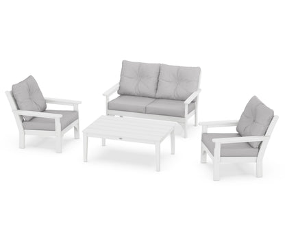 POLYWOOD® Vineyard 4-Piece Deep Seating Set in White / Granite