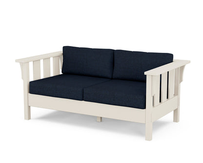 Martha Stewart by POLYWOOD® Acadia Deep Seating Loveseat in Sand / Marine Indigo