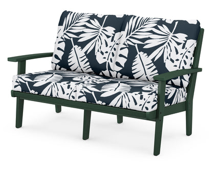 POLYWOOD® Grant Park Deep Seating Loveseat in Green / Leaf Marine Indigo