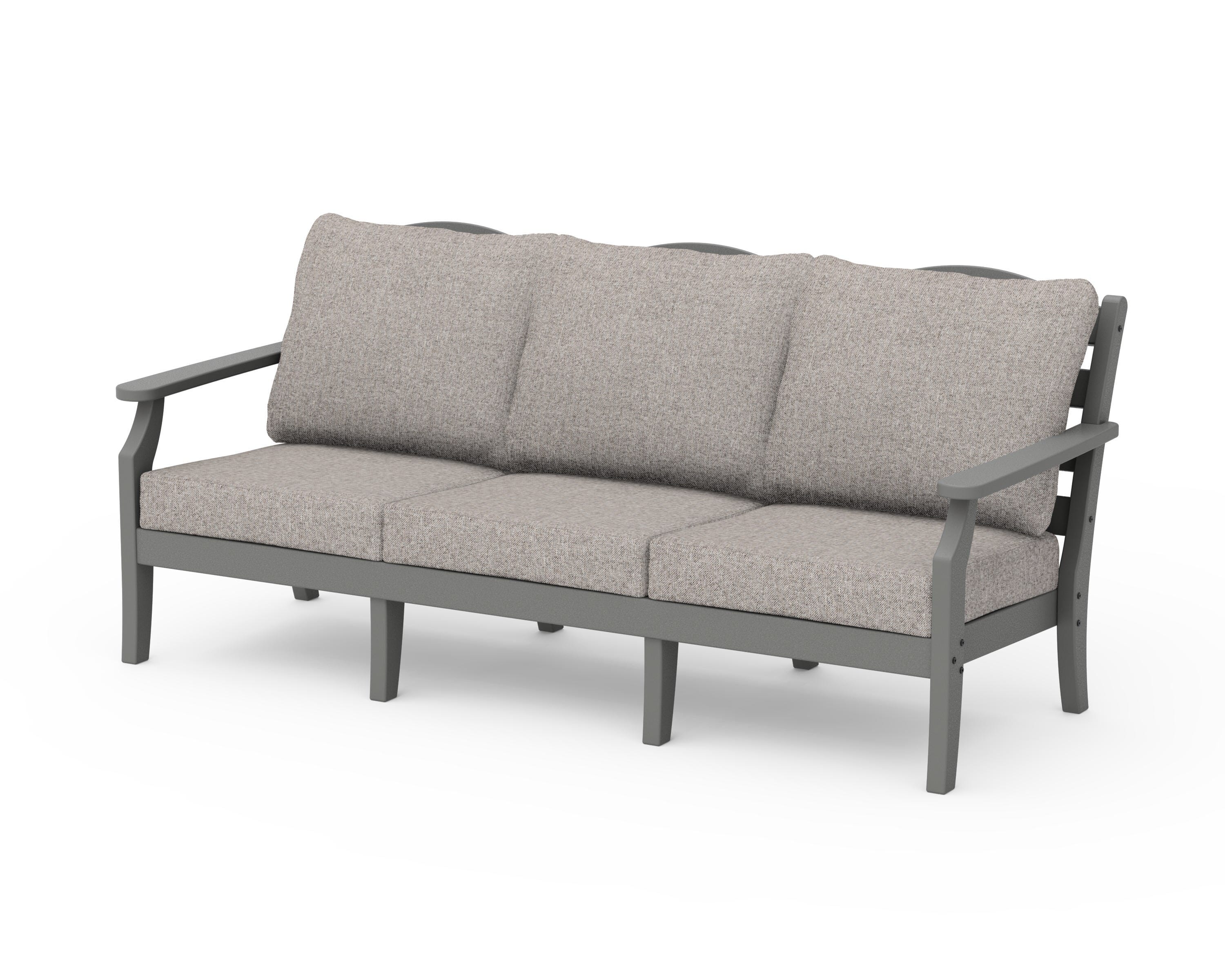 Draper James™ by  POLYWOOD® Savannah Deep Seating Sofa in Slate Grey / Weathered Tweed