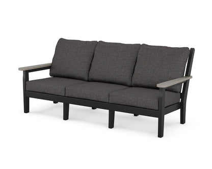 POLYWOOD® Chippendale Deep Seating Sofa in Black / Driftwood / Ash Charcoal
