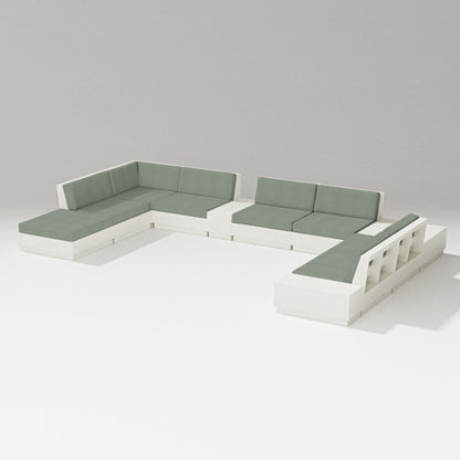 PW Designer Series Elevate 11-Piece Conversation Sectional Set in Vintage White / Cast Sage