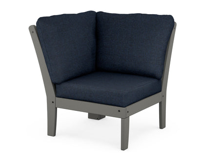 POLYWOOD® Braxton Modular Corner Chair in Slate Grey / Marine Indigo