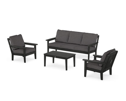 Country Living Cottage 4-Piece Deep Seating Set with Sofa in Black / Ash Charcoal