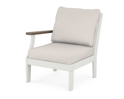 POLYWOOD® Braxton Modular Left Arm Chair in White / Kona / Cast Ash
