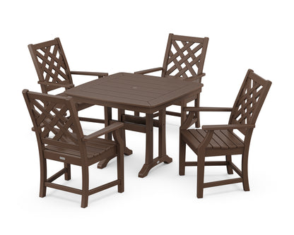 Country Living Wovendale 5-Piece Dining Set with Trestle Legs in Mahogany