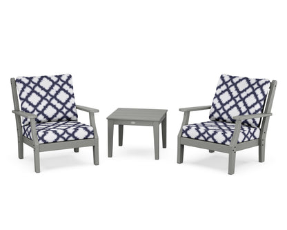 Country Living Wovendale 3-Piece Deep Seating Set in Slate Grey / Trellis Navy