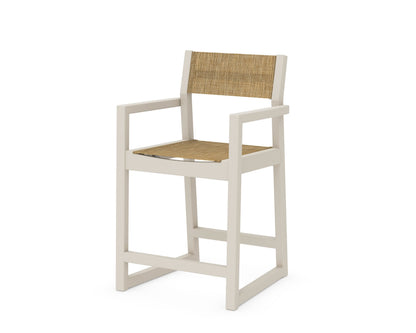 POLYWOOD® EDGE Sling Counter Arm Chair in Sand / Burlap Sling