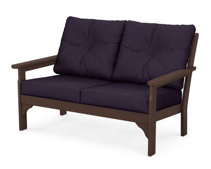 POLYWOOD® Vineyard Deep Seating Loveseat in Mahogany / Navy Linen