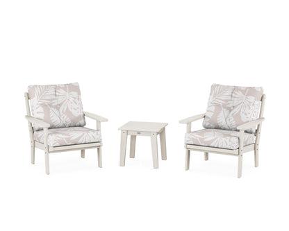 POLYWOOD® Oxford 3-Piece Deep Seating Set in Sand / Leaf Dune Burlap
