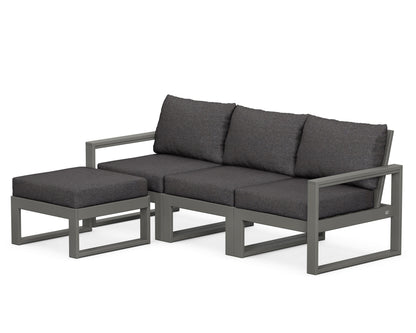 POLYWOOD® EDGE 4-Piece Modular Deep Seating Set with Ottoman in Slate Grey / Ash Charcoal