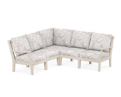 POLYWOOD® Braxton Modular 5-Piece Deep Seating Set in Sand / Leaf Dune Burlap
