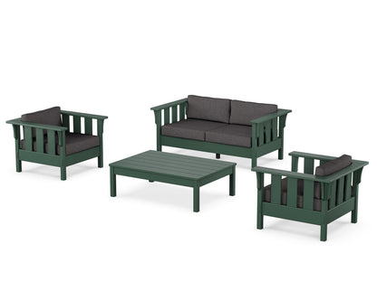 Martha Stewart by POLYWOOD® Acadia 4-Piece Deep Seating Set with Loveseat in Green / Ash Charcoal