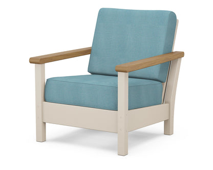 POLYWOOD® Harbour Deep Seating Chair in Sand / Natural / Lattice Sky Blue