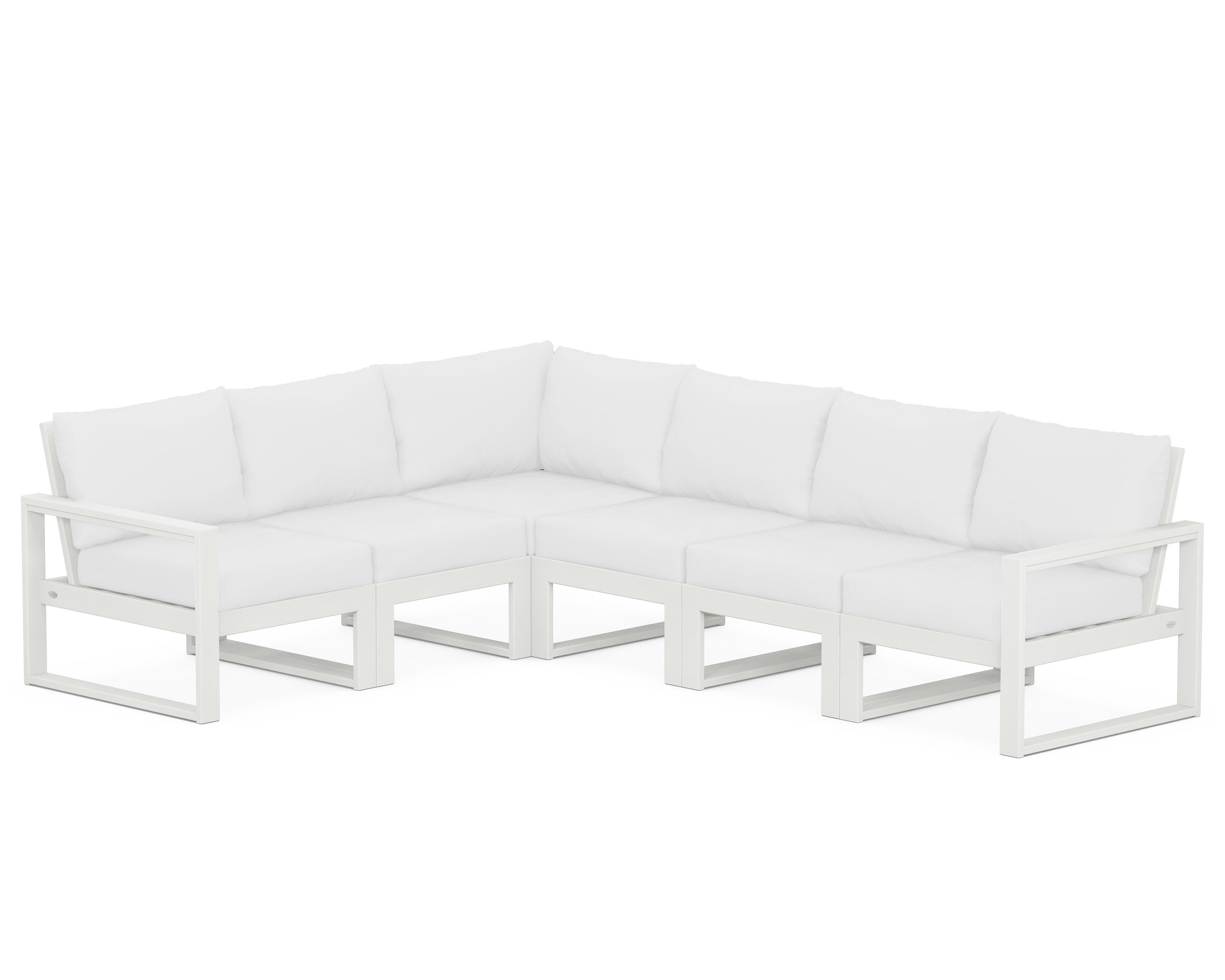 POLYWOOD® EDGE 6-Piece Modular Deep Seating Set in Vintage White / Natural