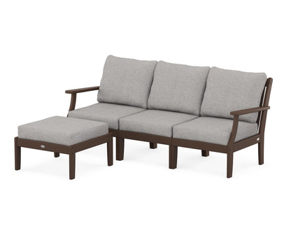 POLYWOOD® Braxton Modular 4-Piece Deep Seating Set with Ottoman in Mahogany / Grey Mist