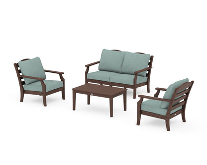 Draper James™ by  POLYWOOD® Savannah 4-Piece Deep Seating Set with Loveseat in Mahogany / Glacier Spa
