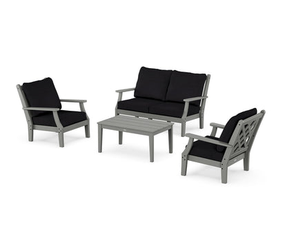 Country Living Wovendale 4-Piece Deep Seating Set with Loveseat in Slate Grey / Midnight Linen