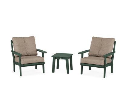 POLYWOOD® Oxford 3-Piece Deep Seating Set in Green / Spiced Burlap