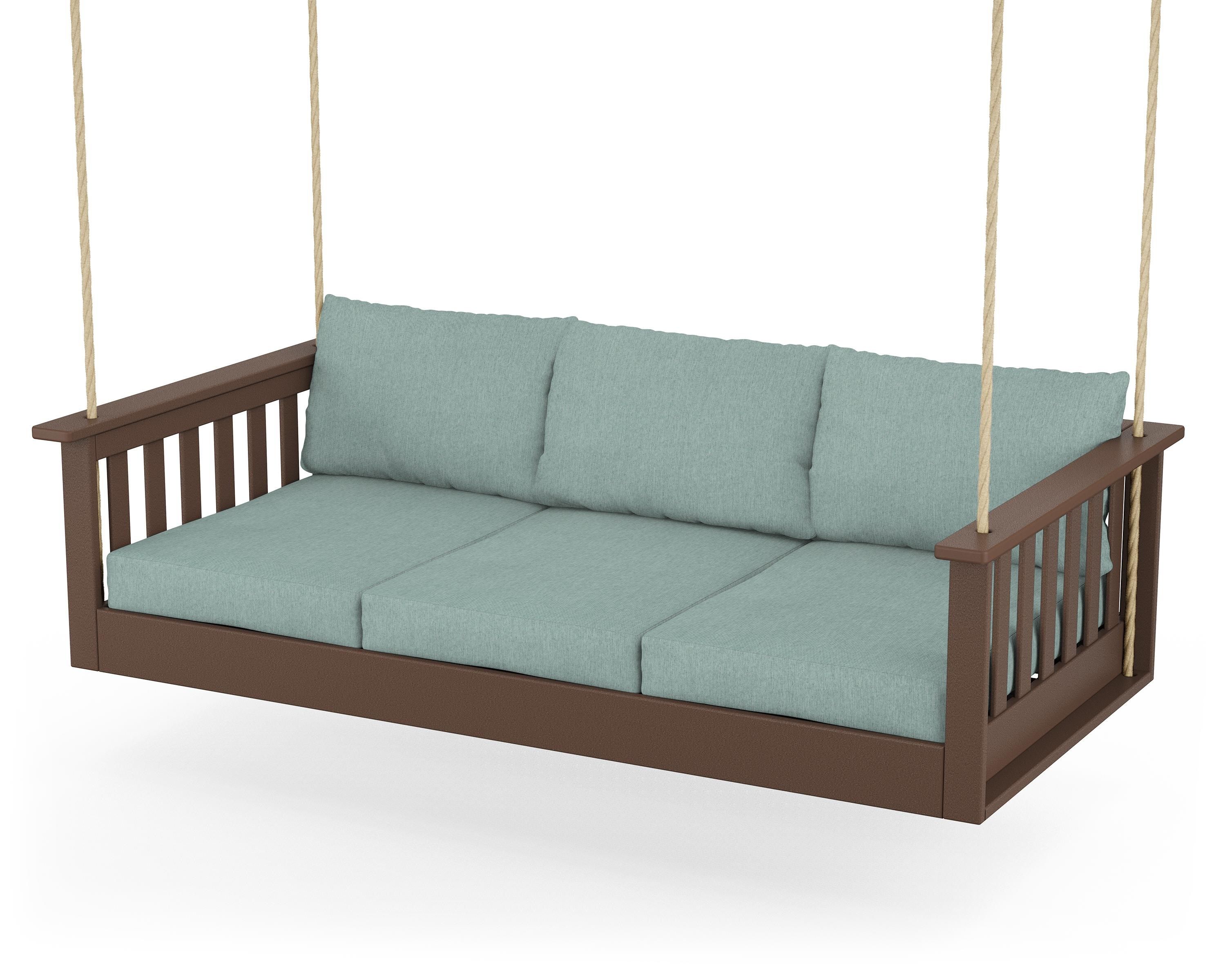 POLYWOOD® Vineyard Daybed Swing in Mahogany / Glacier Spa