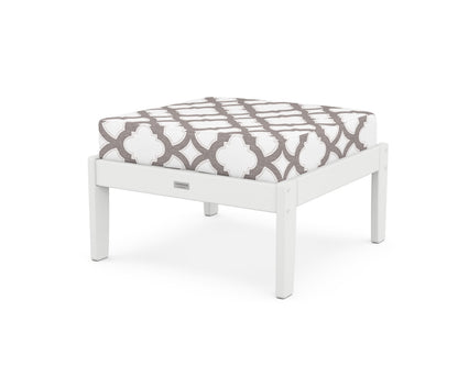 Country Living Cottage Deep Seating Ottoman in White / Trellis Grey Mist