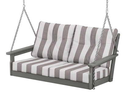 POLYWOOD® Vineyard Deep Seating Swing in Slate Grey / Cabana Stripe Grey Mist