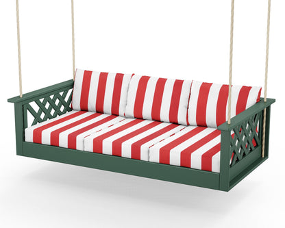 Country Living Wovendale Daybed Swing in Green / Cabana Stripe Crimson