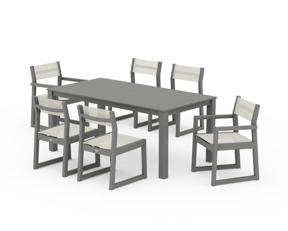 POLYWOOD® EDGE Sling 7-Piece Parsons Dining Set in Slate Grey / Parchment Sling