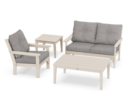 POLYWOOD® Vineyard 4-Piece Deep Seating Set in Sand / Grey Mist
