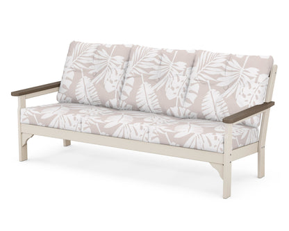 POLYWOOD® Vineyard Deep Seating Sofa in Sand / Kona / Leaf Dune Burlap
