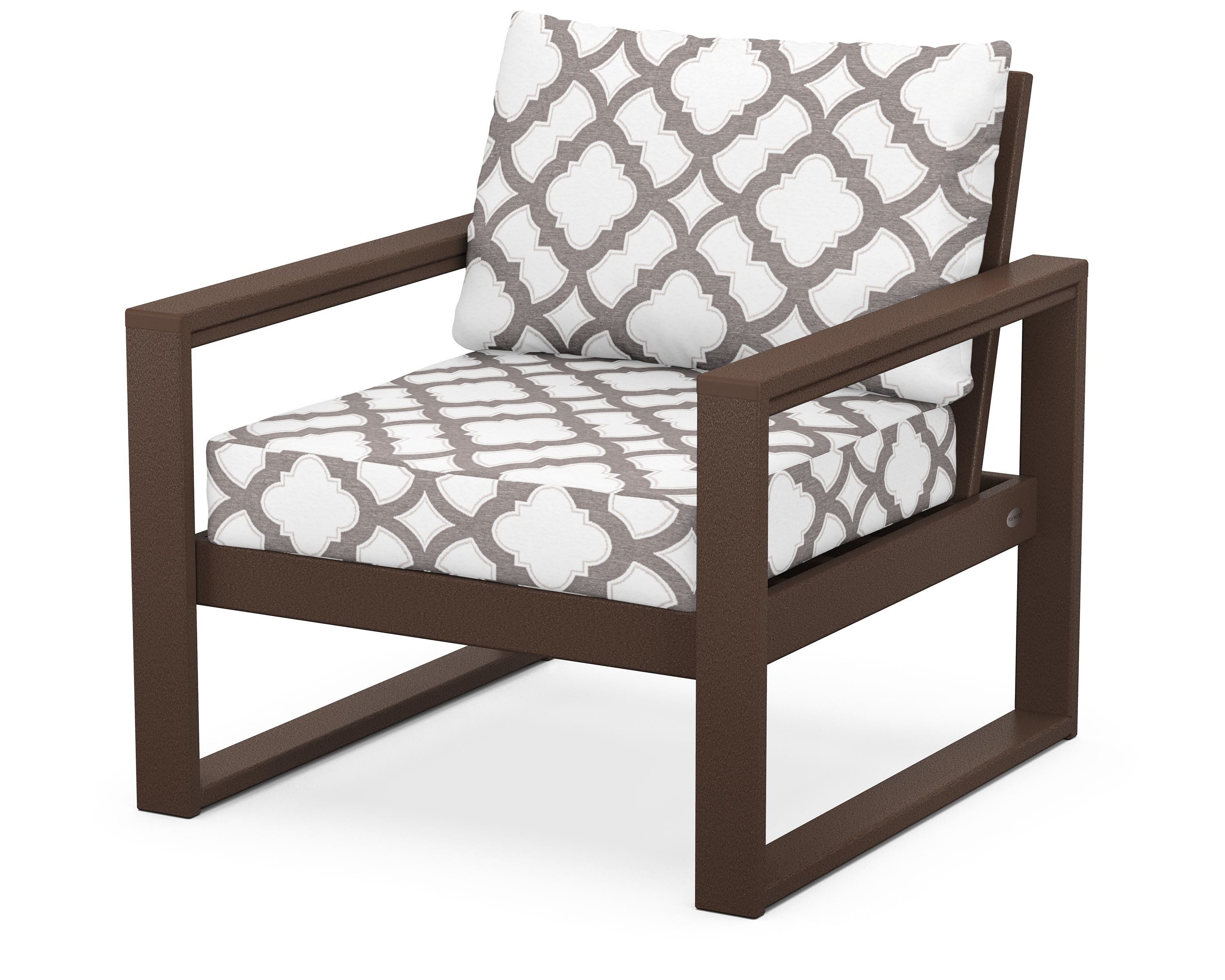 POLYWOOD® EDGE Club Chair in Mahogany / Trellis Grey Mist
