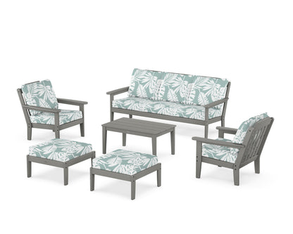 Country Living Cottage 6-Piece Lounge Sofa Set in Slate Grey / Leaf Glacier Spa