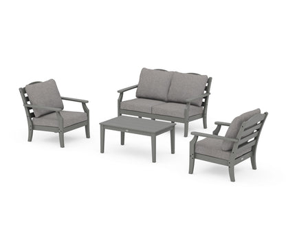 Draper James™ by  POLYWOOD® Savannah 4-Piece Deep Seating Set with Loveseat in Slate Grey / Grey Mist