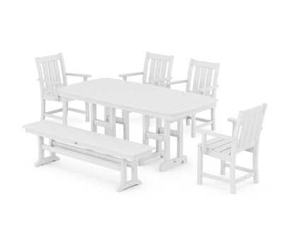 POLYWOOD® Oxford 6-Piece Dining Set with Bench in White