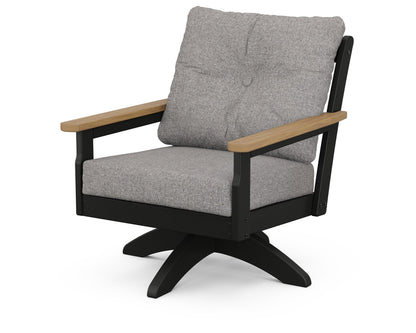 POLYWOOD® Vineyard Deep Seating Swivel Chair in Black / Natural / Grey Mist
