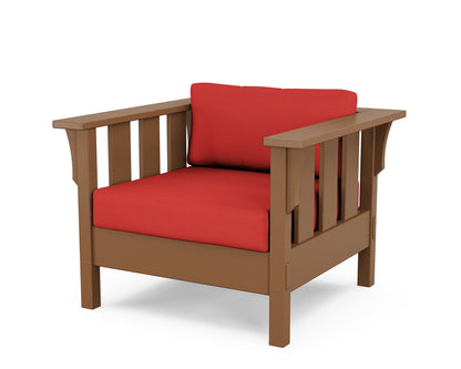 Martha Stewart by POLYWOOD® Acadia Deep Seating Chair in Teak / Crimson Linen