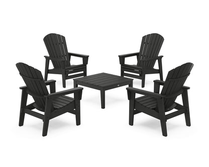 POLYWOOD® 5-Piece Nautical Grand Upright Adirondack Chair Conversation Group in Black