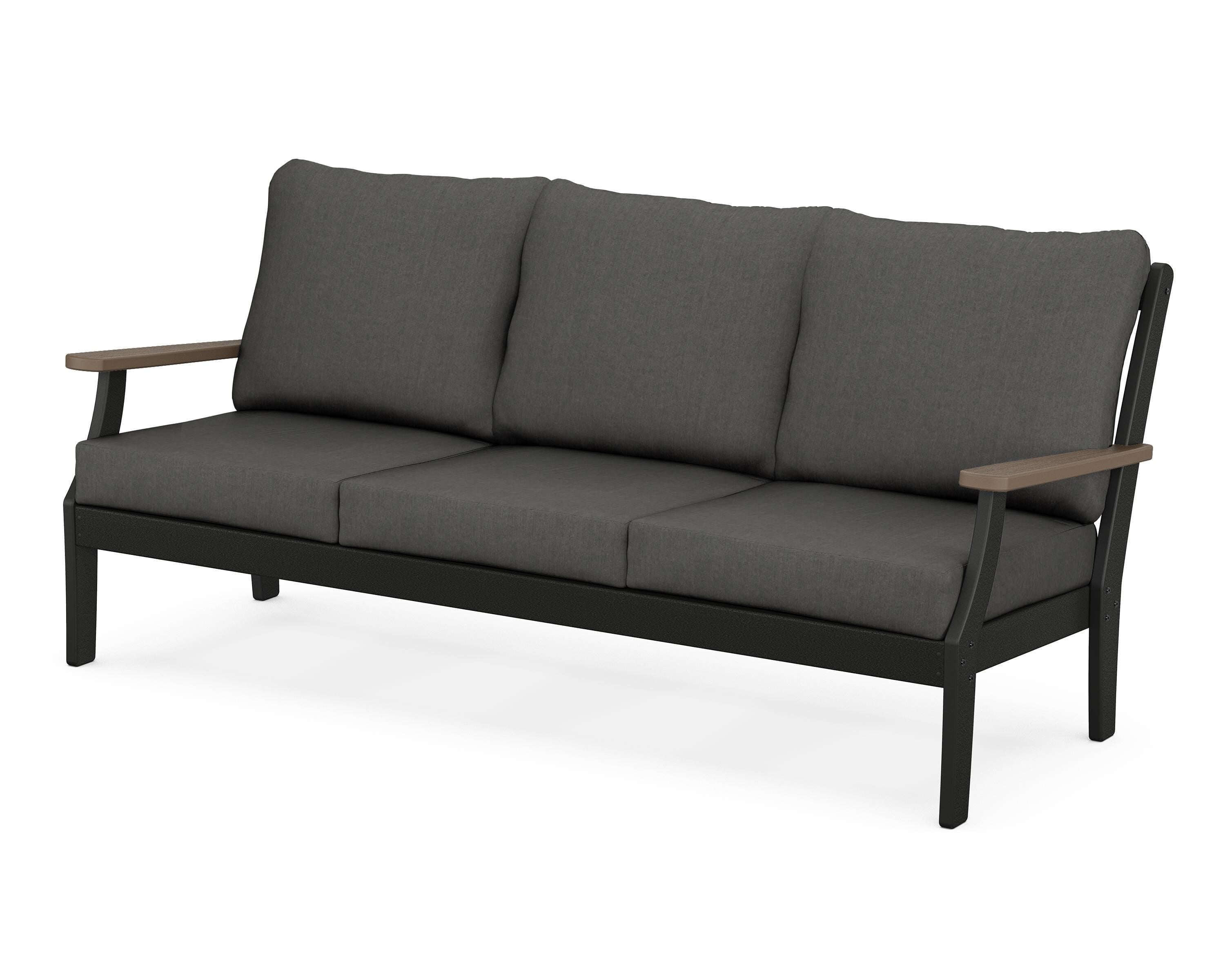 POLYWOOD® Braxton Deep Seating Sofa in Black / Kona / Spectrum Carbon