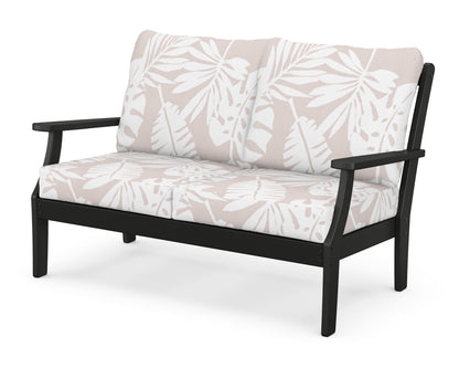 POLYWOOD® Braxton Deep Seating Loveseat in Black / Leaf Dune Burlap
