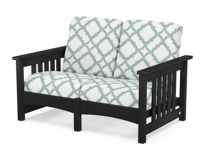 POLYWOOD® Club Mission Loveseat in Black / Trellis Glacier Spa