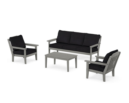 Country Living Cottage 4-Piece Deep Seating Set with Sofa in Slate Grey / Midnight Linen
