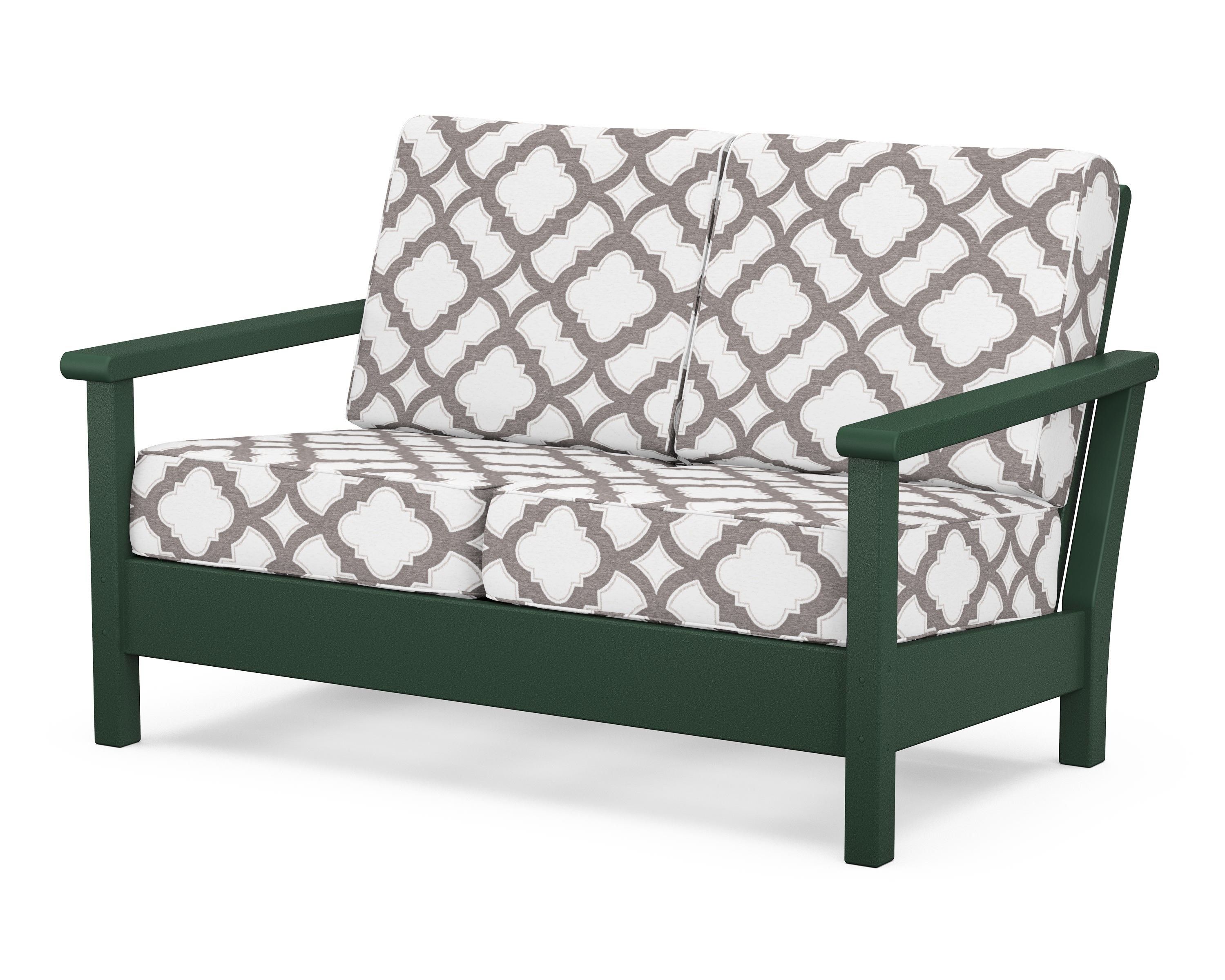 POLYWOOD® Harbour Deep Seating Loveseat in Green / Trellis Grey Mist