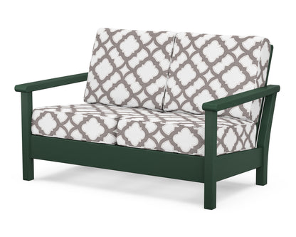 POLYWOOD® Harbour Deep Seating Loveseat in Green / Trellis Grey Mist