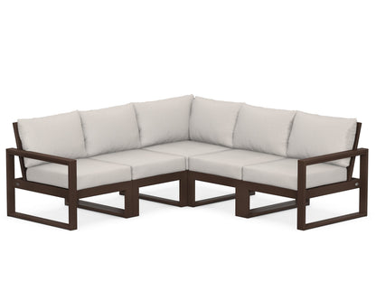 POLYWOOD® EDGE 5-Piece Modular Deep Seating Set in Mahogany / Cast Ash