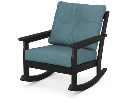 POLYWOOD® Vineyard Deep Seating Rocking Chair in Black / Ocean Teal