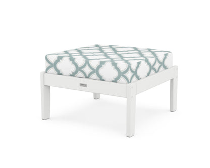 Country Living Cottage Deep Seating Ottoman in White / Trellis Glacier Spa