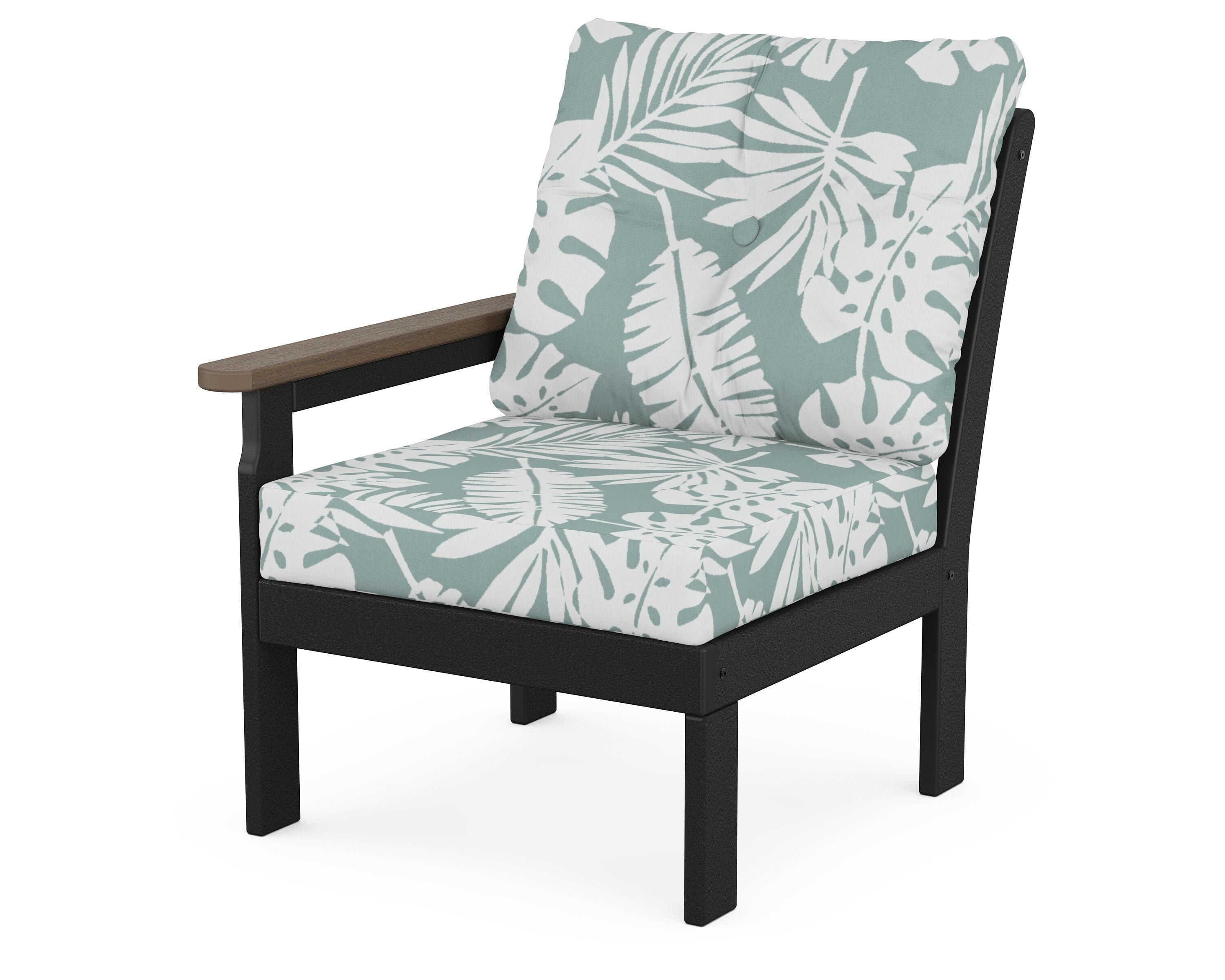 POLYWOOD® Vineyard Modular Left Arm Chair in Black / Kona / Leaf Glacier Spa