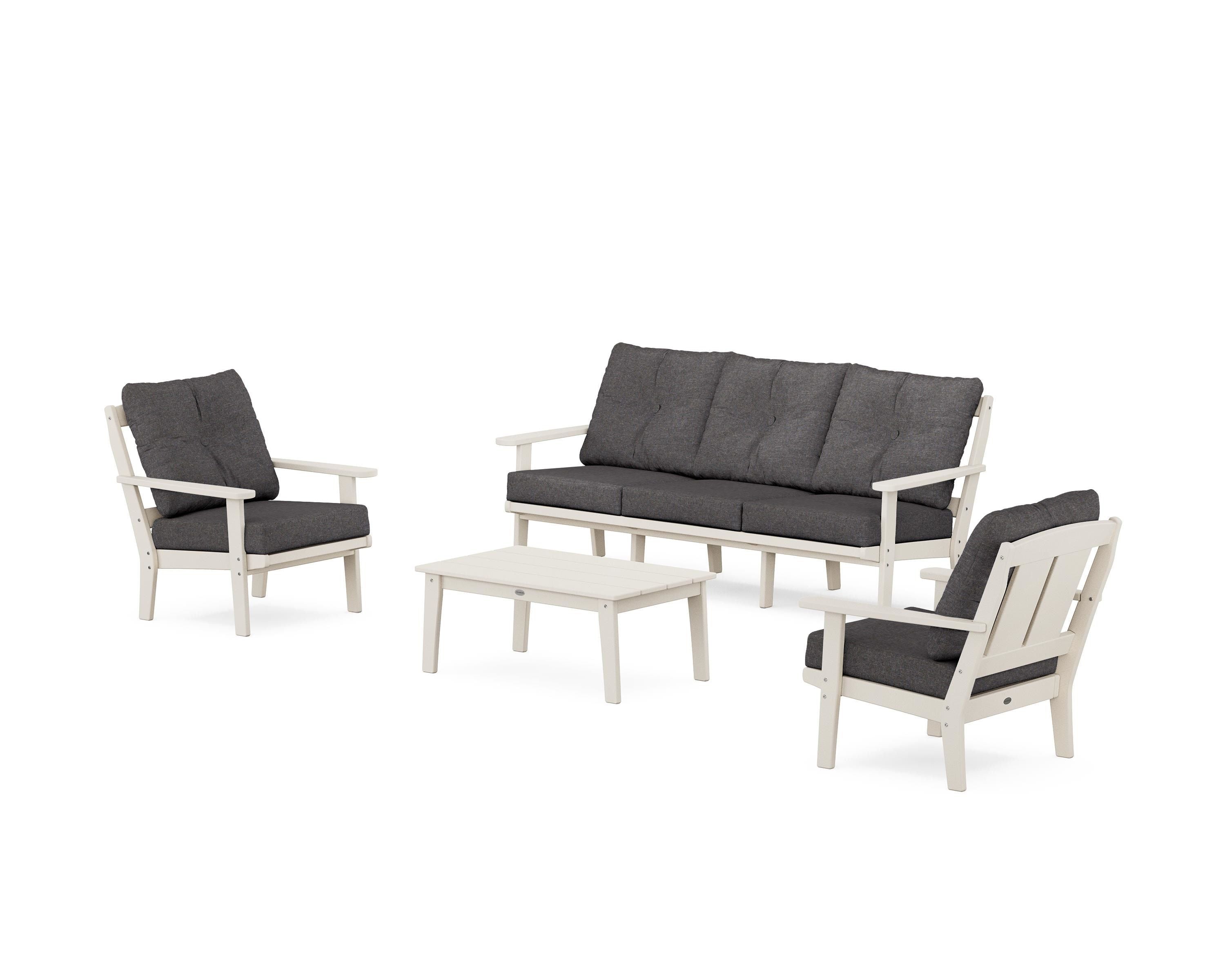 POLYWOOD® Mission 4-Piece Deep Seating Set with Sofa in Sand / Ash Charcoal